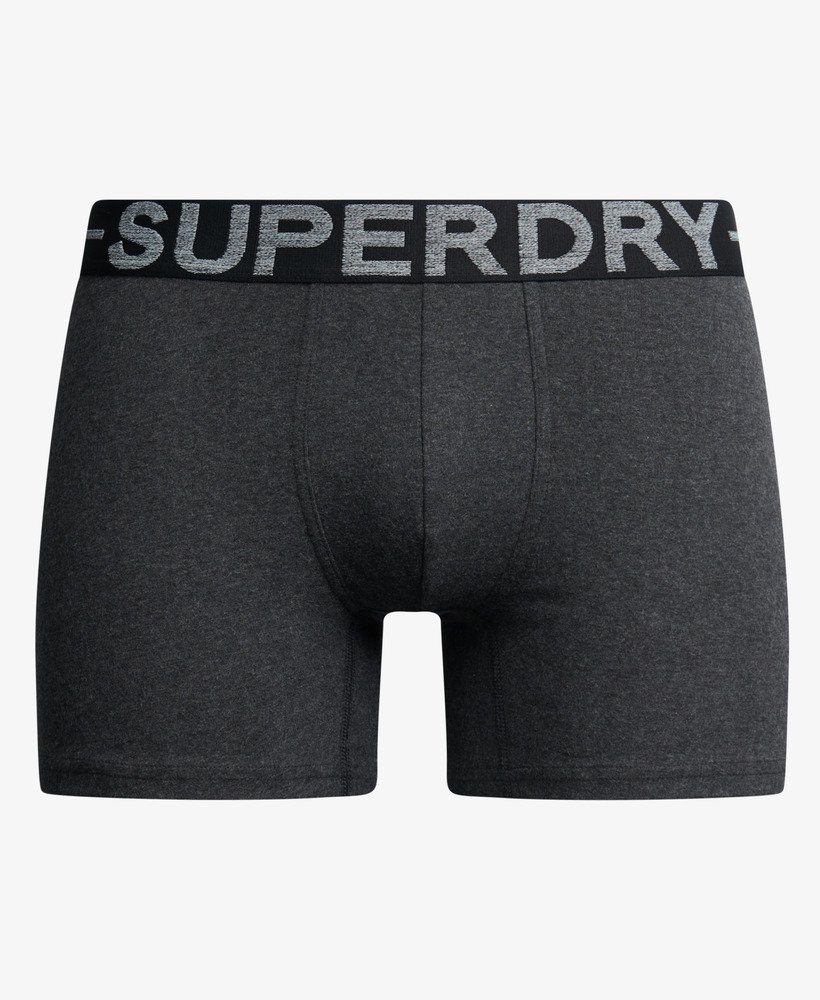 pacote com três cuecas boxer de algodão orgânico na cor raven black mescla.