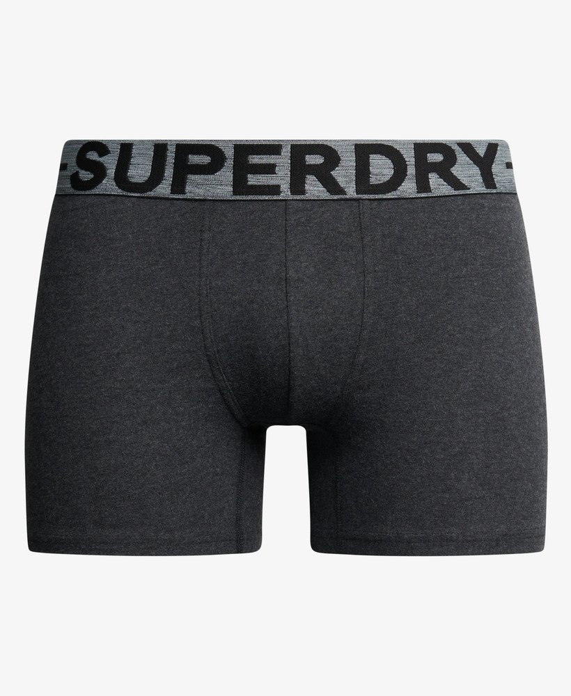 pacote com três cuecas boxer de algodão orgânico na cor raven black mescla.