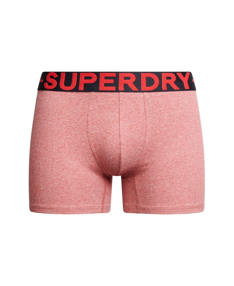 pacote com três cuecas boxer de algodão orgânico nas cores vermelho mesclado berry red marl vermelho mesclado hike red marl e vermelho granulado mid red grit.
