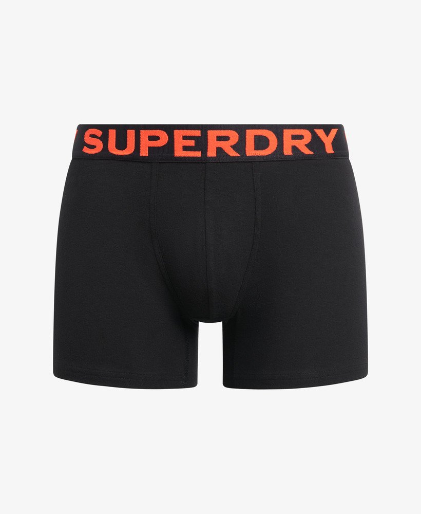 pacote com três cuecas boxer de algodão orgânico nas cores pretolaranja.