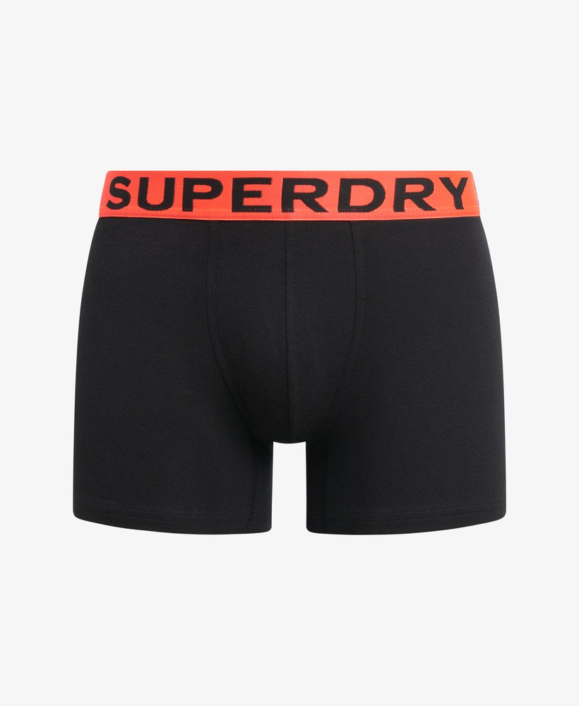 pacote com três cuecas boxer de algodão orgânico nas cores pretolaranja.